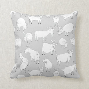 Goats playing - Gray Throw Pillow