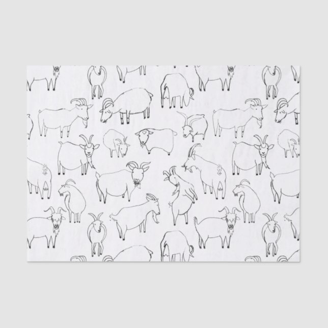 Goats Playing – Transparent (choose your own) Tissue Paper (Front)