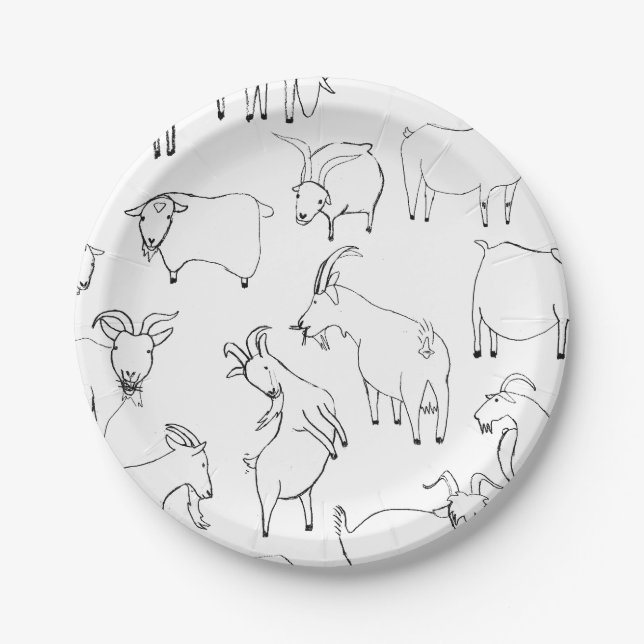 Goats Playing –  Transparent Paper Plates (Front)