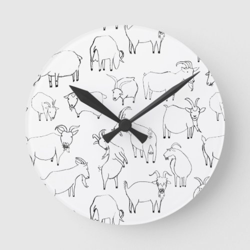 Goats Playing   Transparent Round Clock