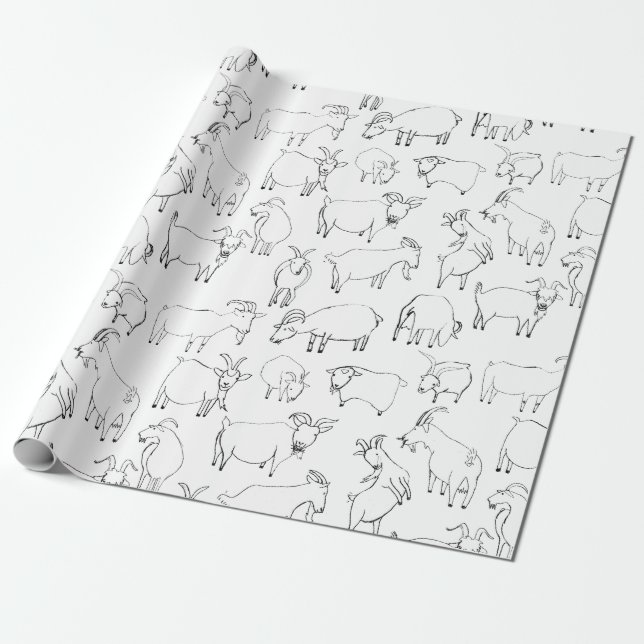 Goats Playing – Transparent Wrapping Paper (Unrolled)