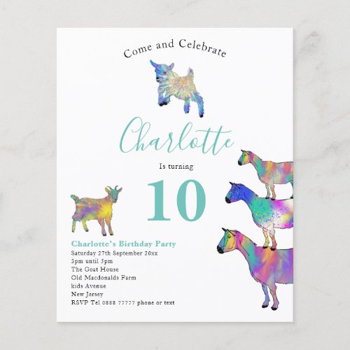 Goats Watercolor 10th Birthday Party Budget