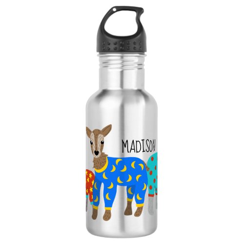 Goats Wearing Pajamas Illustration Personalized Stainless Steel Water Bottle