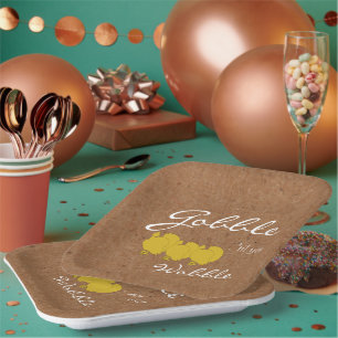 Gobble And Wobble Rustic Thanksgiving Party Paper Plates