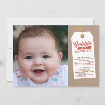 Gobble Baby Up Thanksgiving Birth Announcement by FrootedDesign at Zazzle