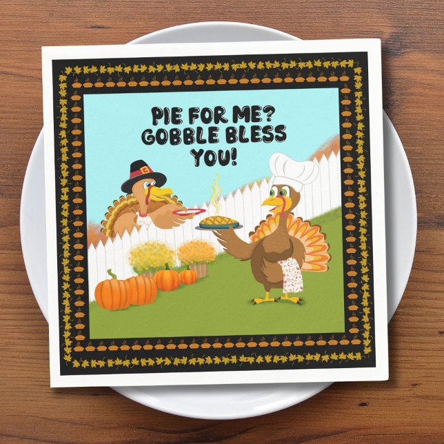 Gobble Bless You Funny Turkey's Friendsgiving Napkins (Creator Uploaded)