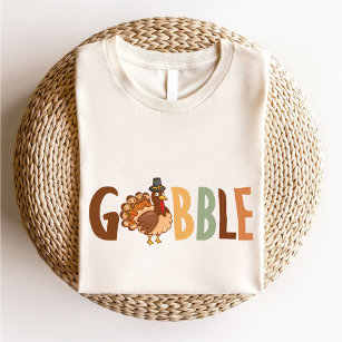 Gobble Cute Turkey Autumn Thanksgiving T-Shirt