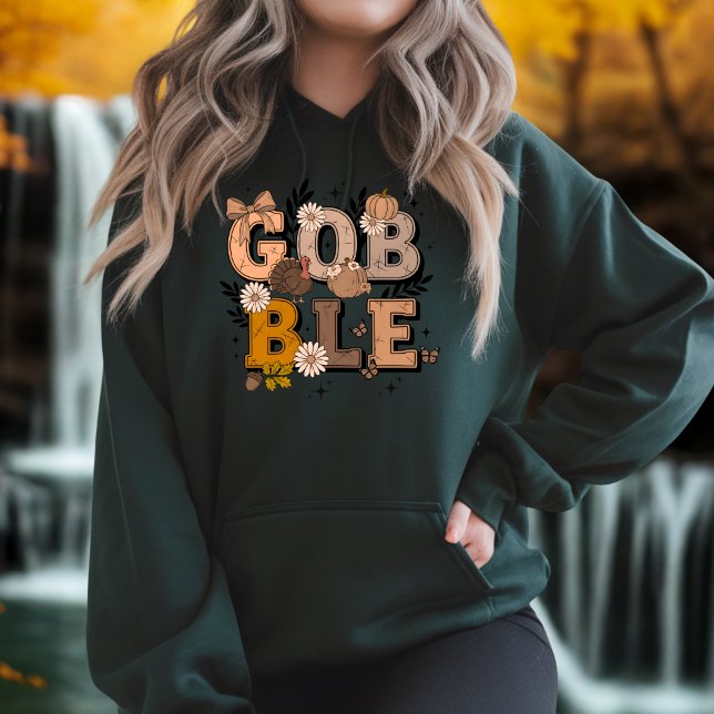 Gobble Fall Holiday Fall Boho Thanksgiving Hoodie (Creator Uploaded)