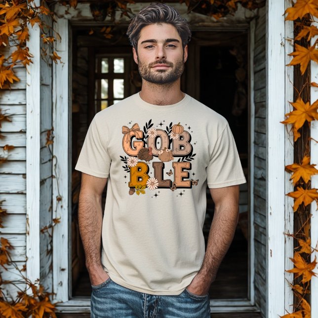Gobble  Fall Holiday Fall Boho Thanksgiving  T-Shirt (Creator Uploaded)
