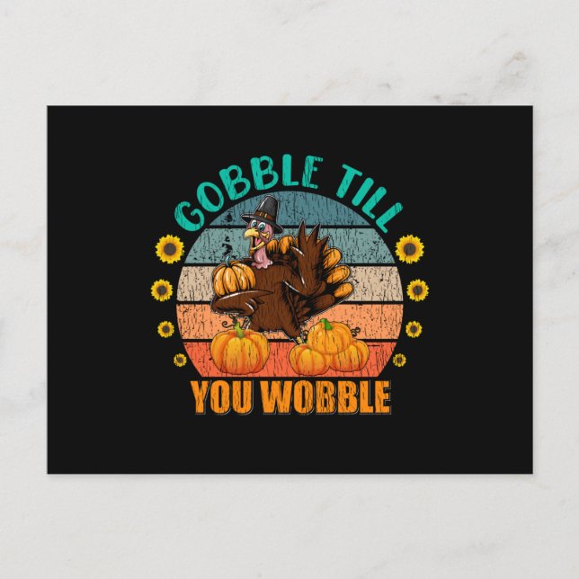 Gobble Family Kids Matching Thanksgiving Pajama Postcard (Front)