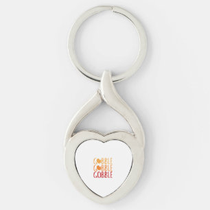 Gobble Funny Thanksgiving Turkey Family Men Women Keychain