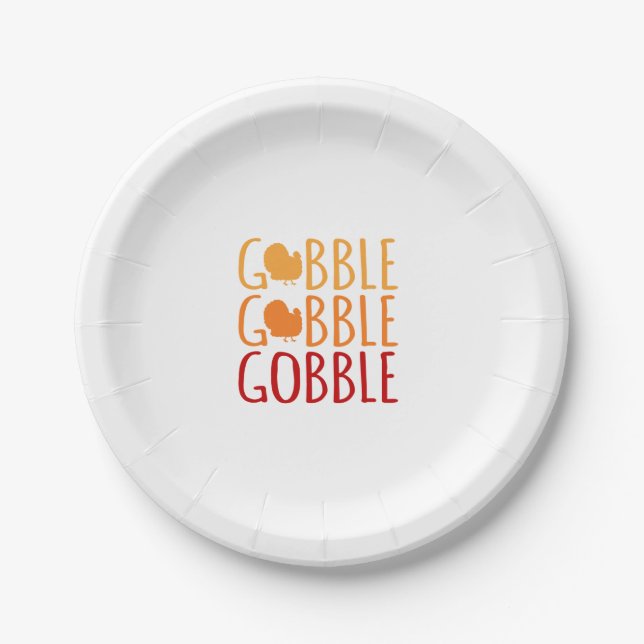 Gobble Funny Thanksgiving Turkey Family Men Women  Paper Plates (Front)