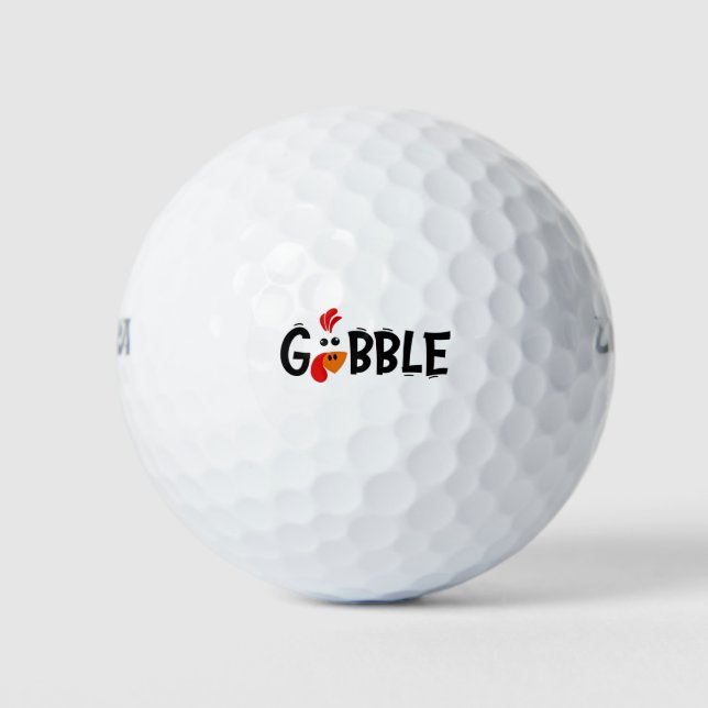 Gobble Funny Thanksgiving Turkey Feast  Golf Balls (Front)