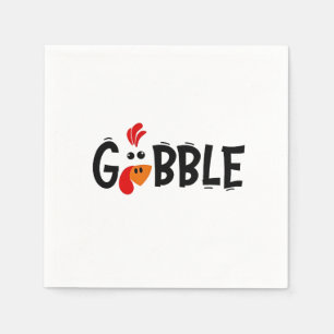 Gobble Funny Thanksgiving Turkey Feast  Napkins