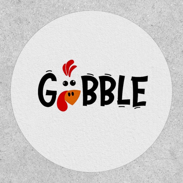 Gobble Funny Thanksgiving Turkey Feast  Patch (Front)