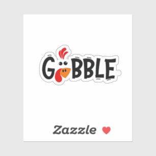 Gobble Funny Thanksgiving Turkey Feast Sticker