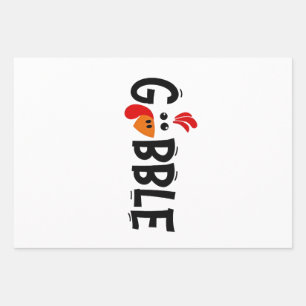 Gobble Funny Thanksgiving Turkey Feast  Wrapping Paper Sheets