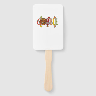 Gobble Funny Turkey Thanksgiving Family Men Women Hand Fan