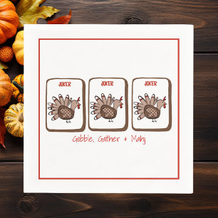 Gobble, Gather & Mahj Thanksgiving Turkey Mahjong Napkins