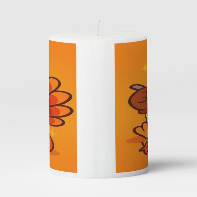 Gobble Glow: Feast in Flame Pillar Candle (Back)