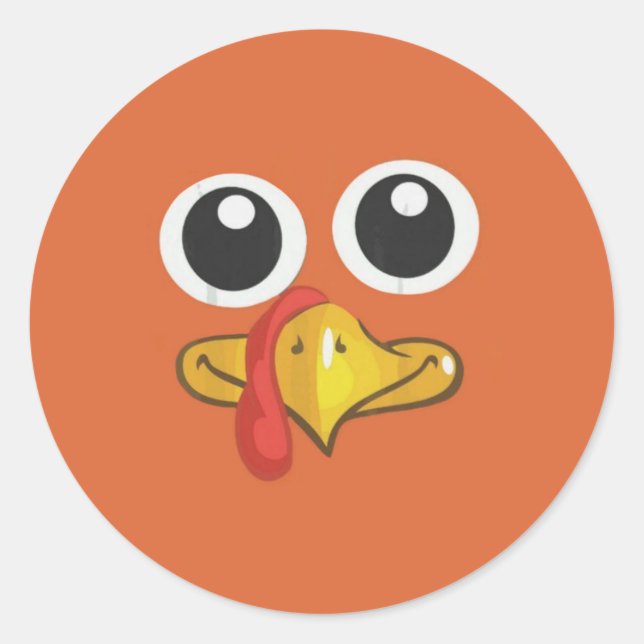 Gobble Gobble Cute Turkey Thanksgiving Classic Round Sticker (Front)