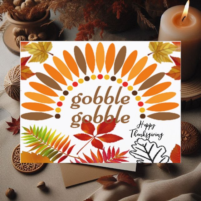 Gobble Gobble Fall Color Maple Leaves Thanksgiving Postcard (Gobble Gobble Fall Color Maple Leaves Thanksgiving Postcard)