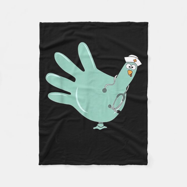 Gobble Gobble Funny Thanksgiving Nurse Humor  Fleece Blanket (Front)