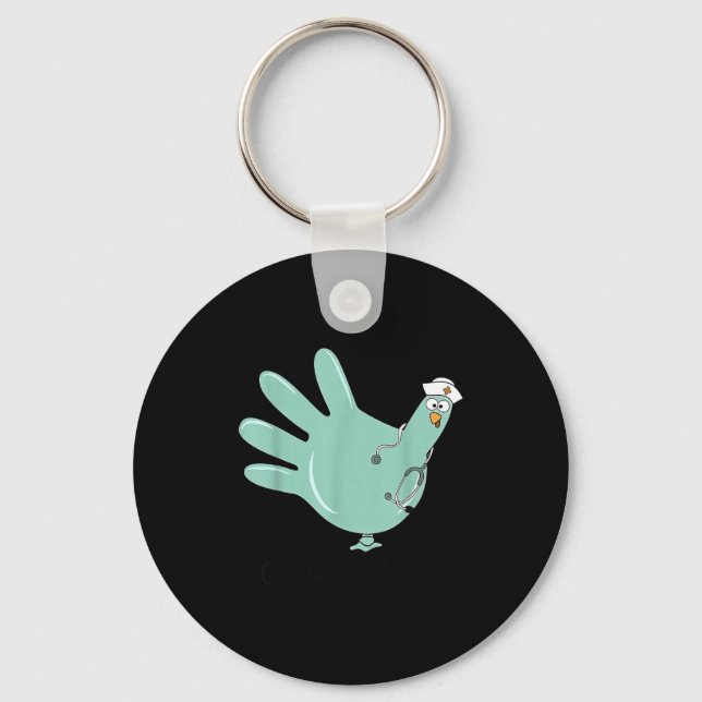 Gobble Gobble Funny Thanksgiving Nurse Humor  Keychain (Front)