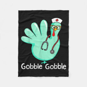 Gobble Gobble Funny Turkey Glove Thanksgiving Nurs Fleece Blanket
