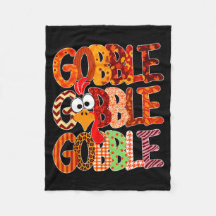 Gobble Gobble Funny Turkey Thanksgiving Women Girl Fleece Blanket
