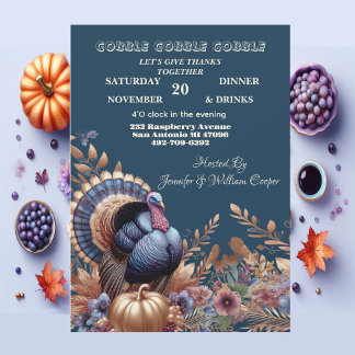 Gobble Gobble Gobble Its Turkey Time Thanksgiving  Invitation