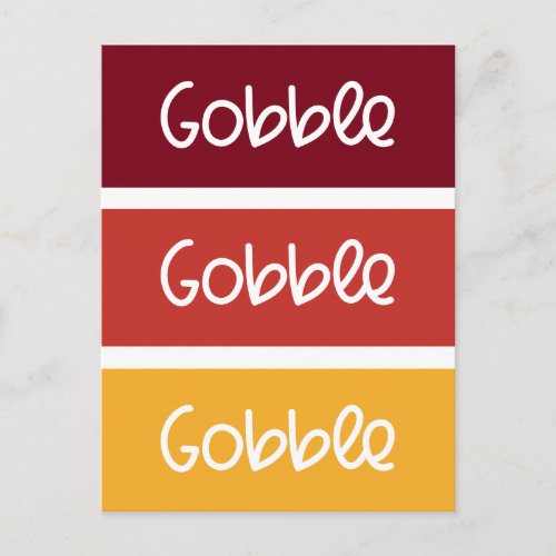 Gobble Gobble Gobble Modern Thanksgiving Postcard