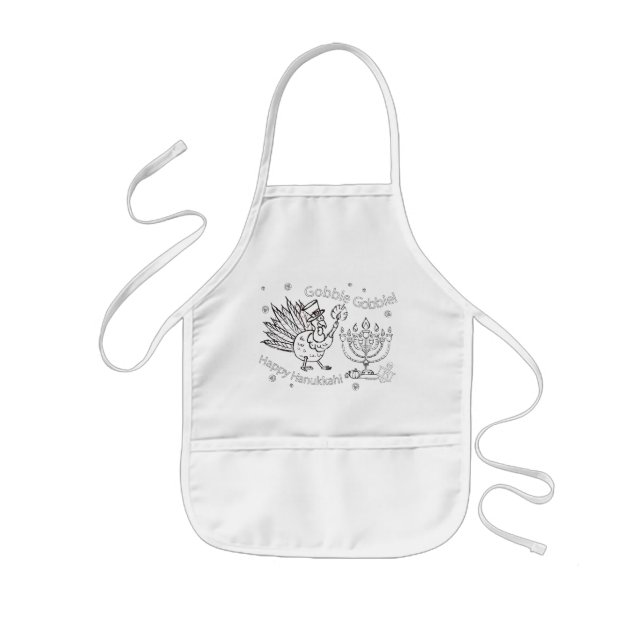 Gobble Gobble Hanukkah Kids' Apron (Front)