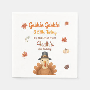Gobble Gobble Little Turkey Birthday Napkins