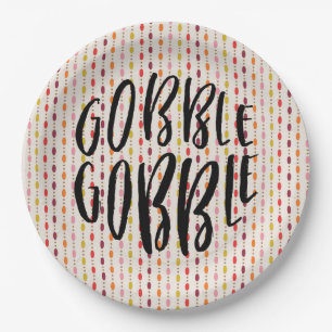 Gobble Gobble Multi Color Fall Oval Dots Paper Plates