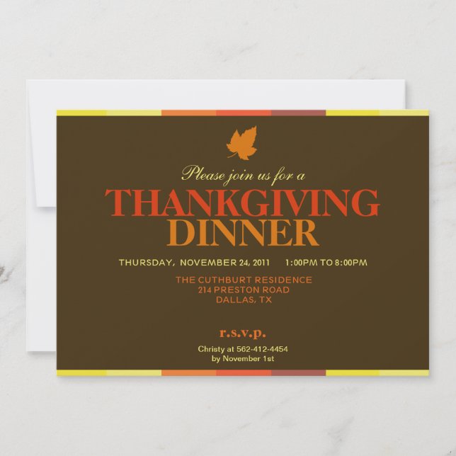 Gobble Gobble Multicolored Thanksgiving Invitation (Front)
