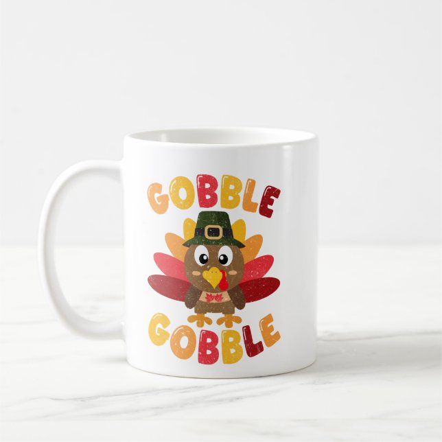 Gobble Gobble Thanksgiving Coffee Mug (Left)