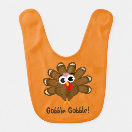 Gobble Gobble Thanksgiving cute baby turkey bird Baby Bib