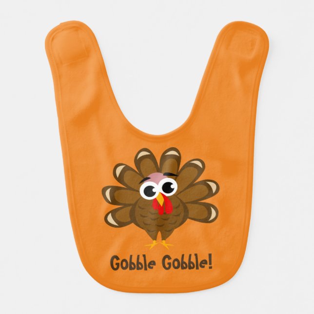 Gobble Gobble Thanksgiving cute baby turkey bird Baby Bib (Front)
