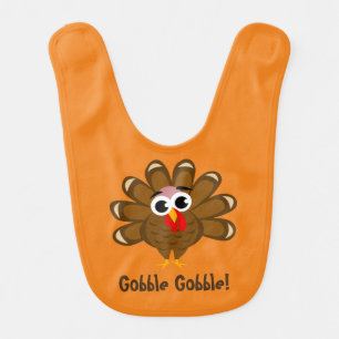 Gobble Gobble Thanksgiving cute baby turkey bird Bib