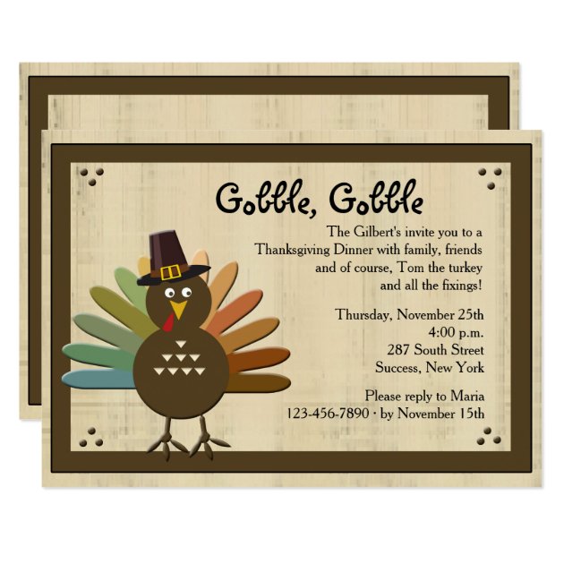 Gobble, Gobble Thanksgiving Dinner Invitation