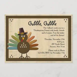 Gobble, Gobble Thanksgiving Dinner Invitation