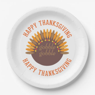 Gobble Gobble Thanksgiving Holiday Paper Plates