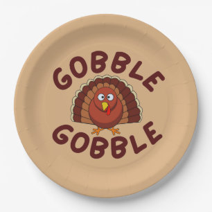 Gobble Gobble Thanksgiving Paper Plates
