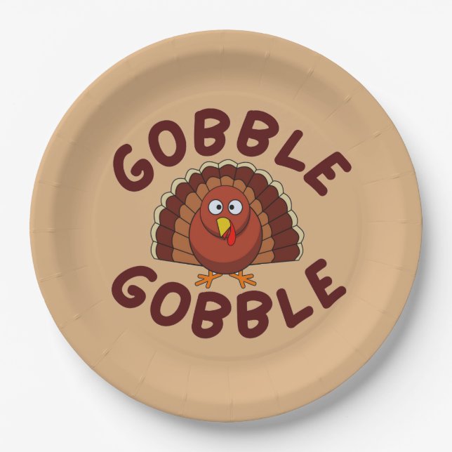 Gobble Gobble Thanksgiving  Paper Plates (Front)