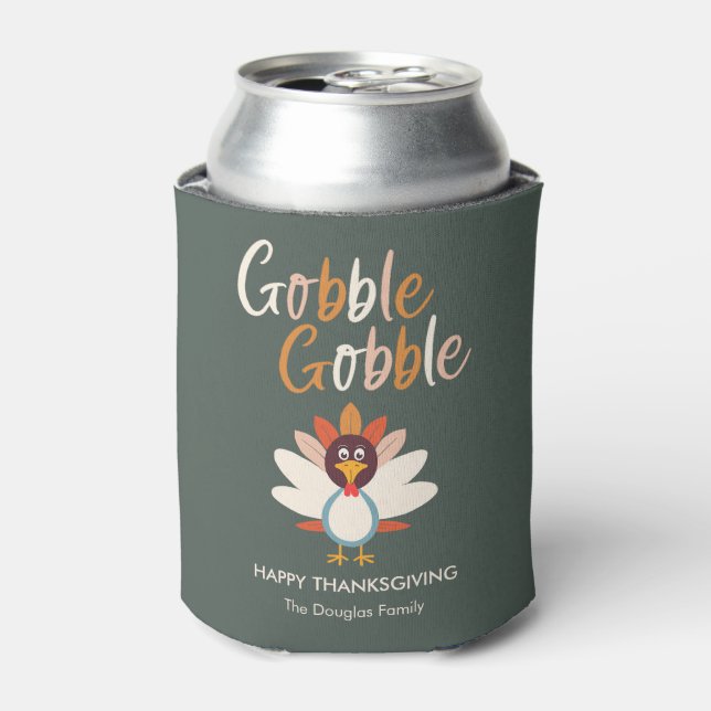 Gobble Gobble Thanksgiving Party Favors Can Cooler (Can Front)