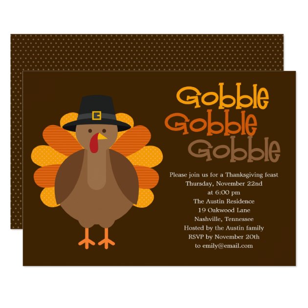 Gobble Gobble Thanksgiving Party Invitation