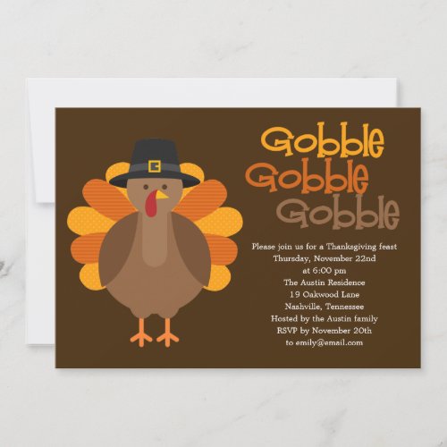 Gobble Gobble Thanksgiving Party Invitation