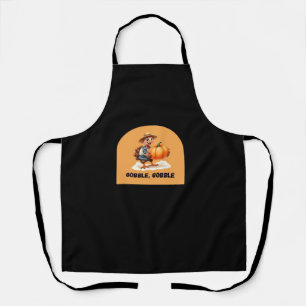 Gobble, Gobble Thanksgiving Turkey with Pumpkin Cl Apron
