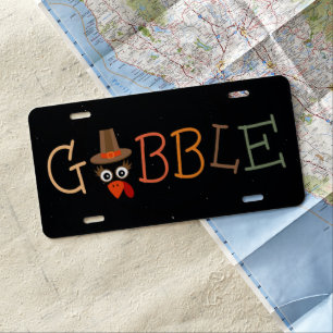 Gobble Gobble Till You Wobble Funny Thanksgiving License Plate